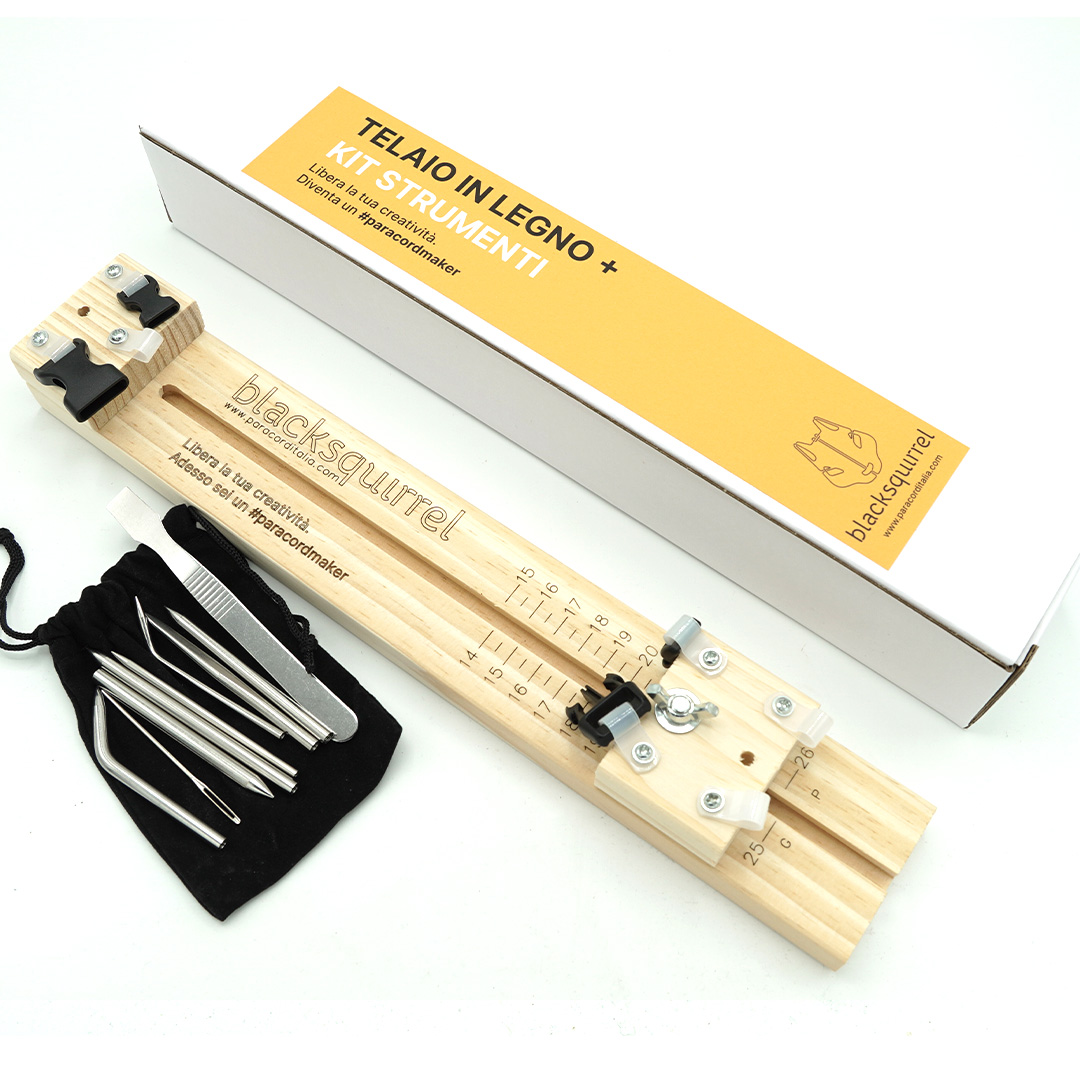 Telaio paracord jig bracciali paracord fai da te base legno metallo intrecciare con set aghi 1 JIG Telaio in legno + kit Aghi paracord - immagine 1