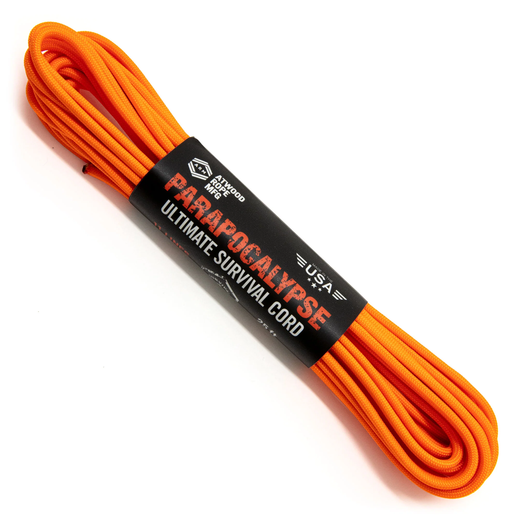 parapocalypse atwood paracord sopravvienza multiuso neon orange Parapocalypse Ultimate Survival Cord - 15 metri - Neon Orange - immagine 1