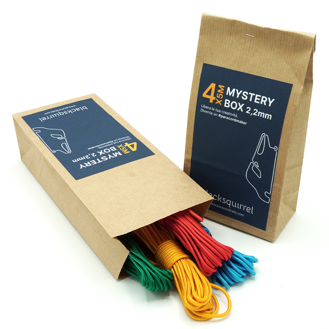 mystery box paracord 4x5 2,2 mm scoobydoo monkey fist blacksquirrel spezzoni colore mix Paracord Mystery Box 2,2 mm | 4 x 5 metri - immagine 1