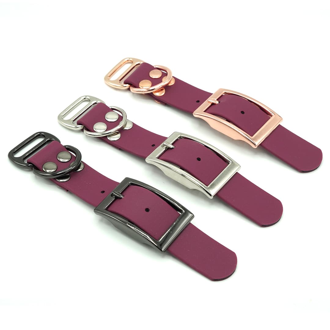 fibbia per collare 25 mm in paracord microcord biothane biotane regolabile cintura cinturino cane gatto foro acciaio metallo argento silver oro gold nero black winered Adattatore BioThane® 25 mm per collari | Winered - immagine 1